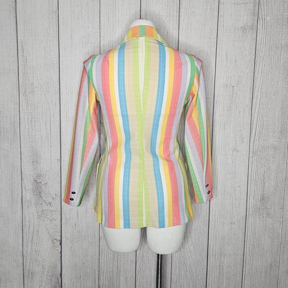 VTG 70s Rainbow Stripe Blazer Jacket | Costume Disco Festival Ringleader - Picture 4 of 5